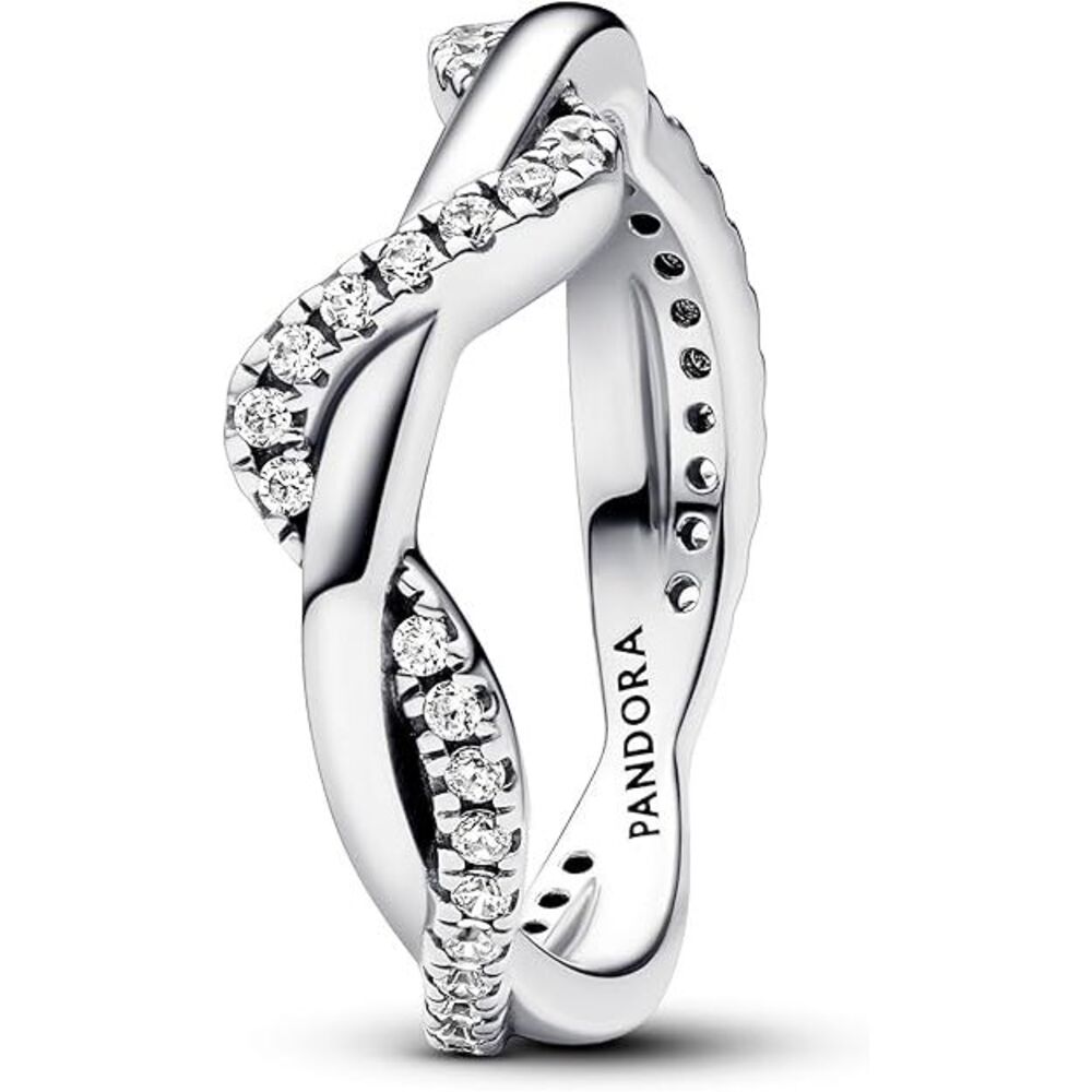 Pandora Sparkling Intertwined Wave Ring